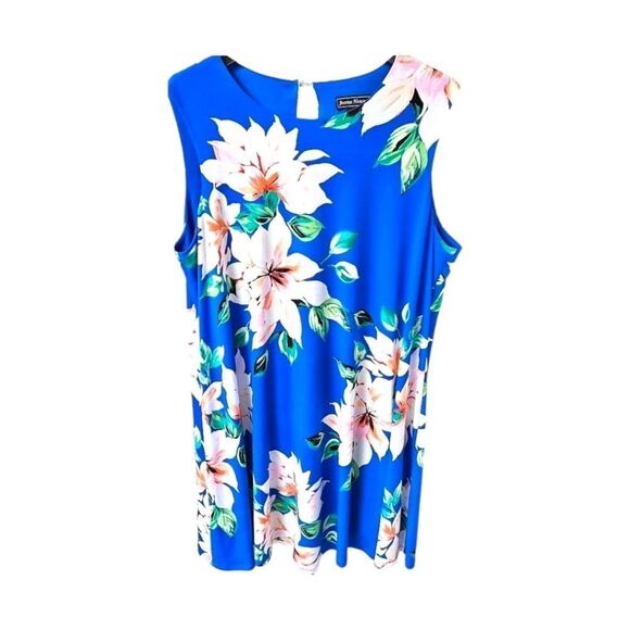 JESSICA HOWARD New Plus Size Tropical Floral Print Sleeveless Midi Dress 1X 16 - Picture 2 of 10
